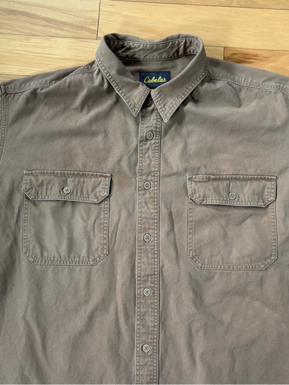 Cabelas Canvas Utility Shirt Mens Sz 3XL Tan Short Sleeve Button Up - Picture 3 of 6